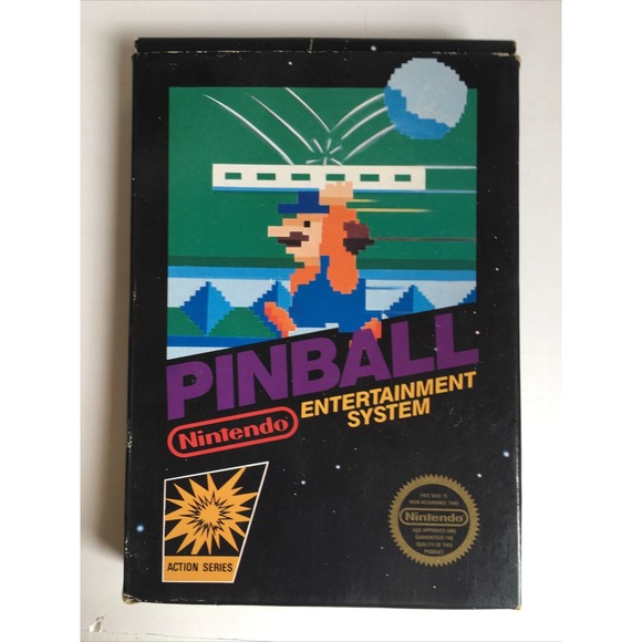 Pinball NES 5-Screw Complete CIB w Excellent Condition Unpunched Hang Tab Box!!
